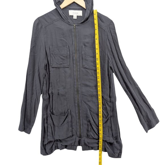 Caslon Utility Jacket Womens Dark Grey Full Zip Hooded Lightweight Pockets Sz XS - Picture 6 of 9